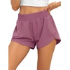 image:imagePrinStory Womens Running Shorts Summer High Waisted Quick Dry Athletic Work Out Gym Zipper Pocket Shorts with LinerC Purple Red