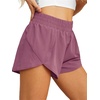 image:imagePrinStory Womens Running Shorts Summer High Waisted Quick Dry Athletic Work Out Gym Zipper Pocket Shorts with LinerC Purple Red