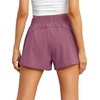 image:imagePrinStory Womens Running Shorts Summer High Waisted Quick Dry Athletic Work Out Gym Zipper Pocket Shorts with LinerC Purple Red