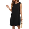 image:imagePrinStory Womens Sleeveless Round Neck Casual Shift Dress S2XL  Vacation ALine Mini Sundress with Side Pockets Palm Floral Ombre et Loose Fit for Beach Picnic Casual amp DailyBlack