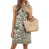 image:imagePrinStory Womens Sleeveless Round Neck Casual Shift Dress S2XL  Vacation ALine Mini Sundress with Side Pockets Palm Floral Ombre et Loose Fit for Beach Picnic Casual amp DailyGray Green Vine