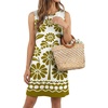 image:imagePrinStory Womens Sleeveless Round Neck Casual Shift Dress S2XL  Vacation ALine Mini Sundress with Side Pockets Palm Floral Ombre et Loose Fit for Beach Picnic Casual amp DailyOlive Gn Papercut Fl
