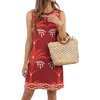 image:imagePrinStory Womens Sleeveless Round Neck Casual Shift Dress S2XL  Vacation ALine Mini Sundress with Side Pockets Palm Floral Ombre et Loose Fit for Beach Picnic Casual amp DailyRed Palm Tree