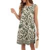 image:imagePrinStory Womens Sleeveless Round Neck Casual Shift Dress S2XL  Vacation ALine Mini Sundress with Side Pockets Palm Floral Ombre et Loose Fit for Beach Picnic Casual amp DailyGray Green Vine