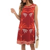 image:imagePrinStory Womens Sleeveless Round Neck Casual Shift Dress S2XL  Vacation ALine Mini Sundress with Side Pockets Palm Floral Ombre et Loose Fit for Beach Picnic Casual amp DailyRed Palm Tree