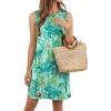 image:imagePrinStory Womens Sleeveless Round Neck Casual Shift Dress S2XL  Vacation ALine Mini Sundress with Side Pockets Palm Floral Ombre et Loose Fit for Beach Picnic Casual amp DailyTeal Turtle Seaweed