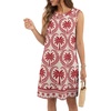 image:imagePrinStory Womens Sleeveless Round Neck Casual Shift Dress S2XL  Vacation ALine Mini Sundress with Side Pockets Palm Floral Ombre et Loose Fit for Beach Picnic Casual amp DailyAc Red Coconut Tree