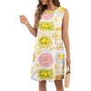 image:imagePrinStory Womens Sleeveless Round Neck Casual Shift Dress S2XL  Vacation ALine Mini Sundress with Side Pockets Palm Floral Ombre et Loose Fit for Beach Picnic Casual amp DailyWt Yellow Pink Fruit