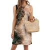 image:imagePrinStory Womens Sleeveless Round Neck Casual Shift Dress S2XL  Vacation ALine Mini Sundress with Side Pockets Palm Floral Ombre et Loose Fit for Beach Picnic Casual amp DailyBlack Yellow Marble