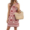 image:imagePrinStory Womens Sleeveless Round Neck Casual Shift Dress S2XL  Vacation ALine Mini Sundress with Side Pockets Palm Floral Ombre et Loose Fit for Beach Picnic Casual amp DailyAc Red Coconut Tree