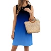 image:imagePrinStory Womens Sleeveless Round Neck Casual Shift Dress S2XL  Vacation ALine Mini Sundress with Side Pockets Palm Floral Ombre et Loose Fit for Beach Picnic Casual amp DailyBlack Blue Gradient