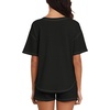 image:imagePrinStory Womens Waffle Knit Pajamas Set Short Sleeve Top and Shorts Matching Lounge Set Sweatsuit With PocketsBlack