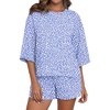 image:imagePrinStory Womens Pajama Sets Short Sleeve Pajamas Set for Women 2 Piece Soft Pjs with PocketsFpspot Blue