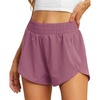 image:imagePrinStory Womens Running Shorts Summer High Waisted Quick Dry Athletic Work Out Gym Zipper Pocket Shorts with LinerC Purple Red