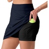 image:imagePrinStory 17 Womens Tennis Skirt High Waisted Athletic Skort XS3XL  Workout Skorts Builtin Shorts Split Hem Quick Dry Lightweight Golf Pickleball SportsNavy Blue