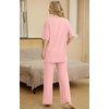 image:imagePrinStory Pajamas for Women Soft Pjs Lounge Set S4XL  Short Sleeve Tops and Long Pants 2 Piece Stretchy Pjs Set with Pockets for Sleep Home Travel Vacation Maternity NursingMedium Pink