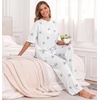 image:imagePrinStory Pajamas for Women Soft Pjs Lounge Set S4XL  Short Sleeve Tops and Long Pants 2 Piece Stretchy Pjs Set with Pockets for Sleep Home Travel Vacation Maternity NursingFpstripe Blue Star