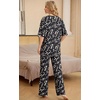 image:imagePrinStory Pajamas for Women Soft Pjs Lounge Set S4XL  Short Sleeve Tops and Long Pants 2 Piece Stretchy Pjs Set with Pockets for Sleep Home Travel Vacation Maternity NursingFpblack Daisy