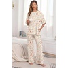 image:imagePrinStory Pajamas for Women Soft Pjs Lounge Set S4XL  Short Sleeve Tops and Long Pants 2 Piece Stretchy Pjs Set with Pockets for Sleep Home Travel Vacation Maternity NursingFpapricot Tableware