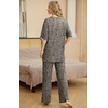 image:imagePrinStory Pajamas for Women Soft Pjs Lounge Set S4XL  Short Sleeve Tops and Long Pants 2 Piece Stretchy Pjs Set with Pockets for Sleep Home Travel Vacation Maternity NursingFpgray Ld Print