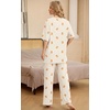 image:imagePrinStory Pajamas for Women Soft Pjs Lounge Set S4XL  Short Sleeve Tops and Long Pants 2 Piece Stretchy Pjs Set with Pockets for Sleep Home Travel Vacation Maternity NursingFpapricot Bear