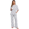 image:imagePrinStory Pajamas for Women Soft Pjs Lounge Set S4XL  Short Sleeve Tops and Long Pants 2 Piece Stretchy Pjs Set with Pockets for Sleep Home Travel Vacation Maternity NursingFppink Star