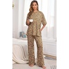 image:imagePrinStory Pajamas for Women Soft Pjs Lounge Set S4XL  Short Sleeve Tops and Long Pants 2 Piece Stretchy Pjs Set with Pockets for Sleep Home Travel Vacation Maternity NursingFpapricot Ld Print