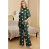 image:imagePrinStory Pajamas for Women Soft Pjs Lounge Set S4XL  Short Sleeve Tops and Long Pants 2 Piece Stretchy Pjs Set with Pockets for Sleep Home Travel Vacation Maternity NursingFpdark Green Wh Star