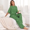 image:imagePrinStory Pajamas for Women Soft Pjs Lounge Set S4XL  Short Sleeve Tops and Long Pants 2 Piece Stretchy Pjs Set with Pockets for Sleep Home Travel Vacation Maternity NursingFpspot Green