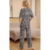 image:imagePrinStory Pajamas for Women Soft Pjs Lounge Set S4XL  Short Sleeve Tops and Long Pants 2 Piece Stretchy Pjs Set with Pockets for Sleep Home Travel Vacation Maternity NursingFpblack Tree Grain