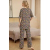 image:imagePrinStory Pajamas for Women Soft Pjs Lounge Set S4XL  Short Sleeve Tops and Long Pants 2 Piece Stretchy Pjs Set with Pockets for Sleep Home Travel Vacation Maternity NursingFpcoffee Colorful Cat