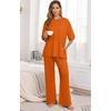 image:imagePrinStory Pajamas for Women Soft Pjs Lounge Set S4XL  Short Sleeve Tops and Long Pants 2 Piece Stretchy Pjs Set with Pockets for Sleep Home Travel Vacation Maternity NursingOrange