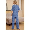 image:imagePrinStory Pajamas for Women Soft Pjs Lounge Set S4XL  Short Sleeve Tops and Long Pants 2 Piece Stretchy Pjs Set with Pockets for Sleep Home Travel Vacation Maternity NursingFpblue Cyan Vines