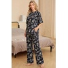 image:imagePrinStory Pajamas for Women Soft Pjs Lounge Set S4XL  Short Sleeve Tops and Long Pants 2 Piece Stretchy Pjs Set with Pockets for Sleep Home Travel Vacation Maternity NursingFpblack Daisy