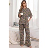 image:imagePrinStory Pajamas for Women Soft Pjs Lounge Set S4XL  Short Sleeve Tops and Long Pants 2 Piece Stretchy Pjs Set with Pockets for Sleep Home Travel Vacation Maternity NursingFpcoffee Colorful Cat