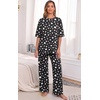 image:imagePrinStory Pajamas for Women Soft Pjs Lounge Set S4XL  Short Sleeve Tops and Long Pants 2 Piece Stretchy Pjs Set with Pockets for Sleep Home Travel Vacation Maternity NursingFpblack Draw Heart