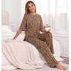 image:imagePrinStory Pajamas for Women Soft Pjs Lounge Set S4XL  Short Sleeve Tops and Long Pants 2 Piece Stretchy Pjs Set with Pockets for Sleep Home Travel Vacation Maternity NursingFpkhaki Love