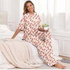 image:imagePrinStory Pajamas for Women Soft Pjs Lounge Set S4XL  Short Sleeve Tops and Long Pants 2 Piece Stretchy Pjs Set with Pockets for Sleep Home Travel Vacation Maternity NursingFpwh Orange Feather