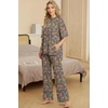 image:imagePrinStory Pajamas for Women Soft Pjs Lounge Set S4XL  Short Sleeve Tops and Long Pants 2 Piece Stretchy Pjs Set with Pockets for Sleep Home Travel Vacation Maternity NursingFpcoffee Colorful Cat
