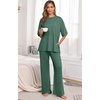 image:imagePrinStory Pajamas for Women Soft Pjs Lounge Set S4XL  Short Sleeve Tops and Long Pants 2 Piece Stretchy Pjs Set with Pockets for Sleep Home Travel Vacation Maternity NursingHaze Blue