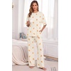image:imagePrinStory Pajamas for Women Soft Pjs Lounge Set S4XL  Short Sleeve Tops and Long Pants 2 Piece Stretchy Pjs Set with Pockets for Sleep Home Travel Vacation Maternity NursingFpapricot Bear