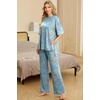 image:imagePrinStory Pajamas for Women Soft Pjs Lounge Set S4XL  Short Sleeve Tops and Long Pants 2 Piece Stretchy Pjs Set with Pockets for Sleep Home Travel Vacation Maternity NursingFpblue Mandala Print