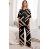 image:imagePrinStory Pajamas for Women Soft Pjs Lounge Set S4XL  Short Sleeve Tops and Long Pants 2 Piece Stretchy Pjs Set with Pockets for Sleep Home Travel Vacation Maternity NursingFpblack Rectangle