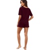 image:imagePrinStory Pajamas Set for Women Waffle Knit Lounge Set S2XL  Short Sleeve Top and Shorts with Pockets Breathable and Stretchy Waffle Fabric Lounging Running Workout or TravelingWine Red
