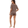 image:imagePrinStory Pajamas Set for Women Waffle Knit Lounge Set S2XL  Short Sleeve Top and Shorts with Pockets Breathable and Stretchy Waffle Fabric Lounging Running Workout or TravelingKhaki