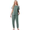 image:imagePrinStory Womens Pajama Sets Raglan Short Sleeve Pjs 2 Piece Lounge Set  Soft Pj Sets with Pockets Lightweight SleepwearCrew Neck Loungewear with Binding Elastic Ankle Cuffs Pj PantsHaze Blue