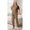 image:imagePrinStory Womens Pajama Sets Raglan Short Sleeve Pjs 2 Piece Lounge Set  Soft Pj Sets with Pockets Lightweight SleepwearCrew Neck Loungewear with Binding Elastic Ankle Cuffs Pj PantsFpapricot Ld Print