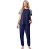 image:imagePrinStory Womens Pajama Sets Raglan Short Sleeve Pjs 2 Piece Lounge Set  Soft Pj Sets with Pockets Lightweight SleepwearCrew Neck Loungewear with Binding Elastic Ankle Cuffs Pj PantsNavy Blue