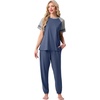 image:imagePrinStory Womens Pajama Sets Raglan Short Sleeve Pjs 2 Piece Lounge Set  Soft Pj Sets with Pockets Lightweight SleepwearCrew Neck Loungewear with Binding Elastic Ankle Cuffs Pj PantsGray Blue