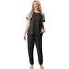 image:imagePrinStory Womens Pajama Sets Raglan Short Sleeve Pjs 2 Piece Lounge Set  Soft Pj Sets with Pockets Lightweight SleepwearCrew Neck Loungewear with Binding Elastic Ankle Cuffs Pj PantsBlack